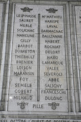 Inscriptions sur l'Arc de Triomphe